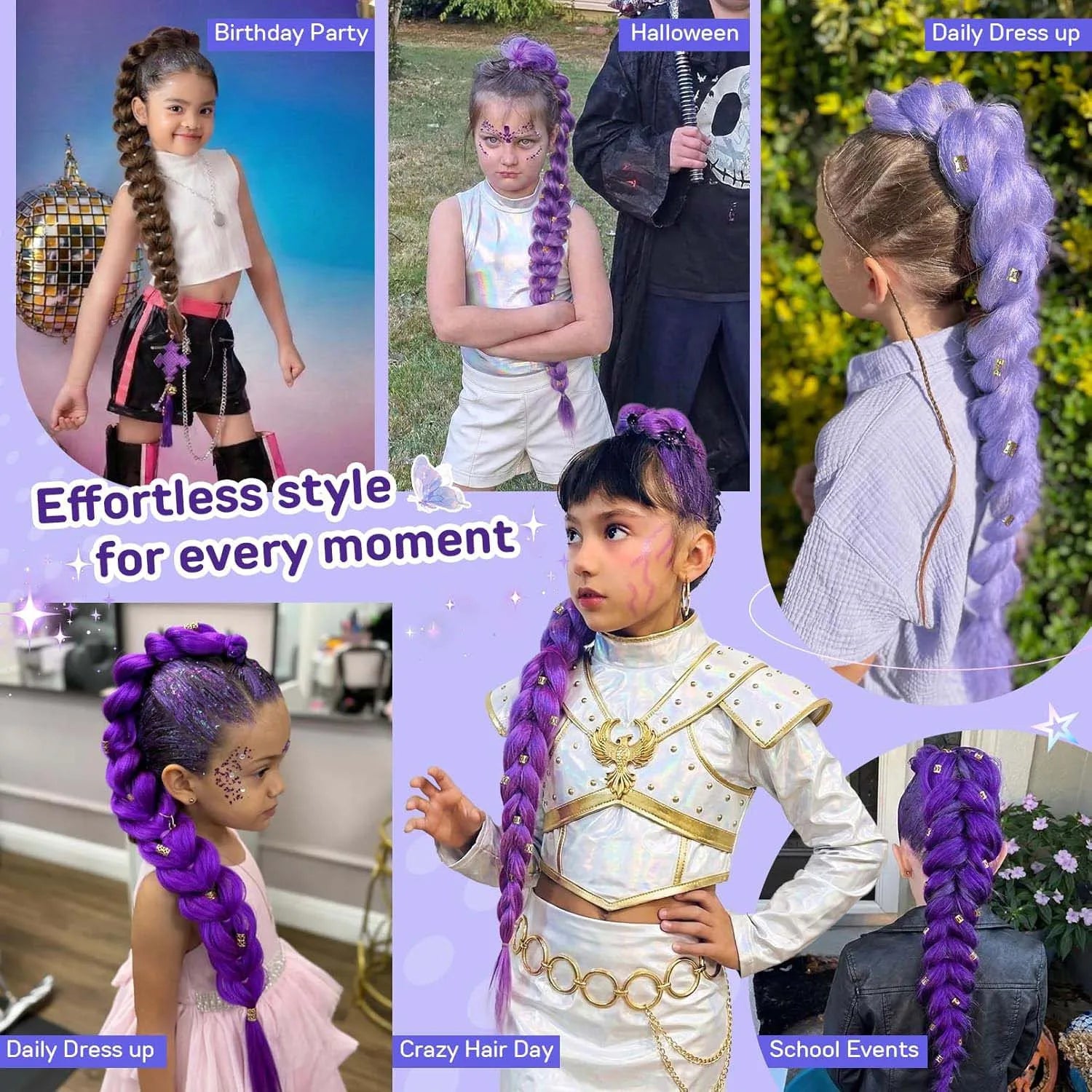 22-Inch Braided Ponytail Extension for Kids and Cosplay - 2