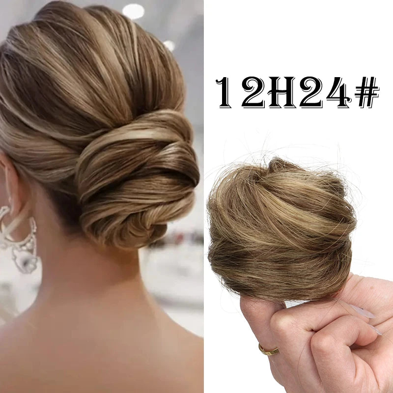 Messy Bun Hair Extension Scrunchie for Quick Natural Hairstyles - 8