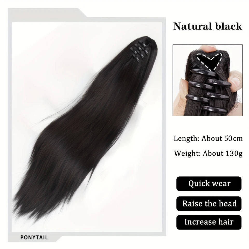 Long Straight Claw Clip Ponytail Extension for Instant Voluminous Hair