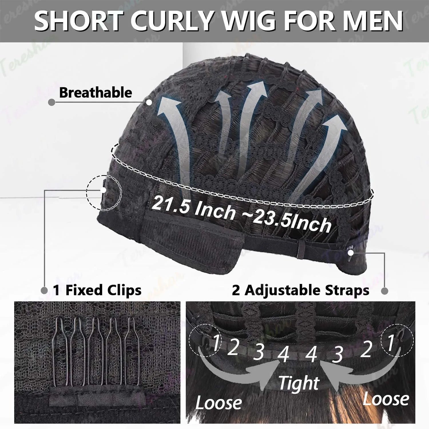 Short Curly Synthetic Hair Wig for Men Costume Parties and Cosplay - 11
