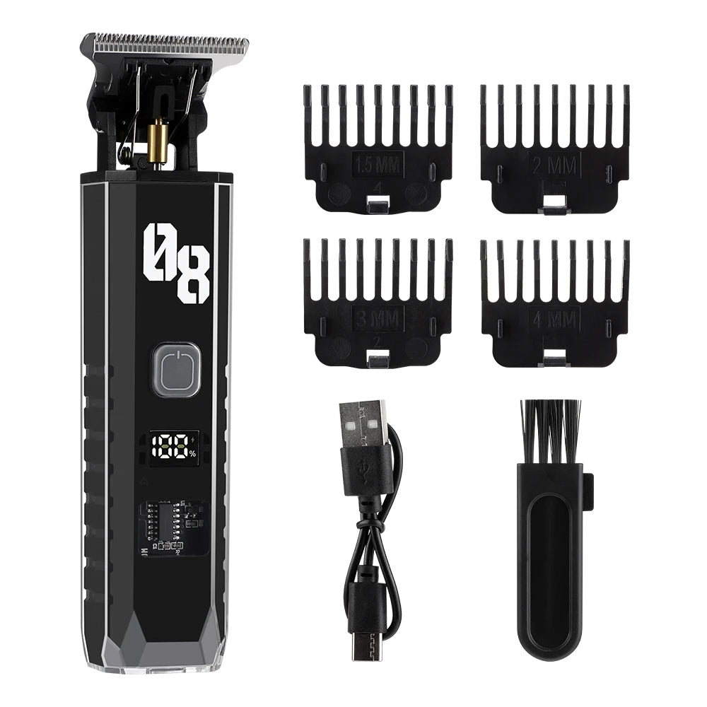 Professional Cordless Hair Trimmer with Digital LED Display for Men