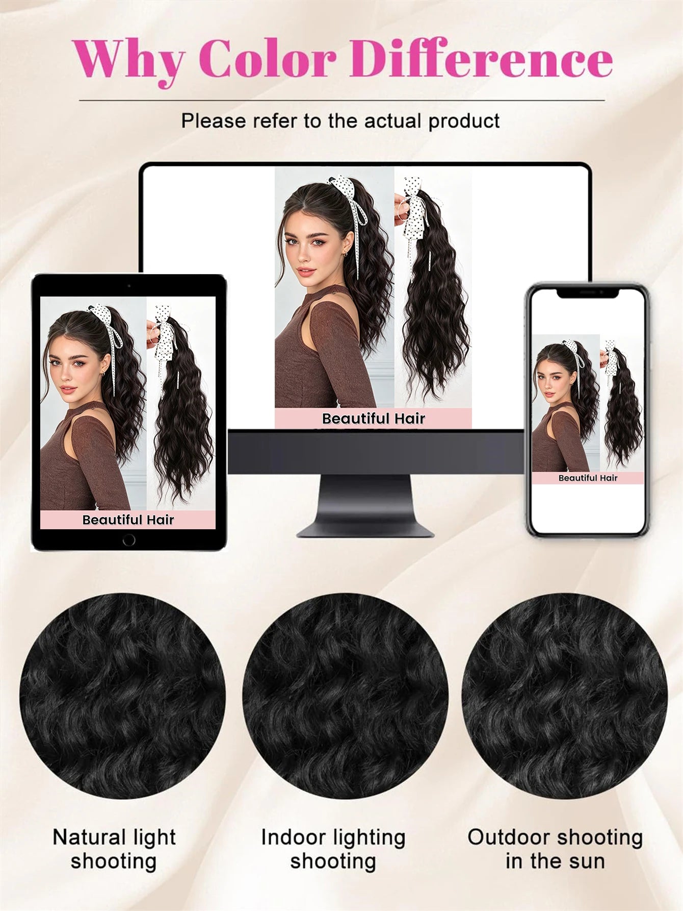 20-Inch Wavy Claw Clip Ponytail with Bow - 15
