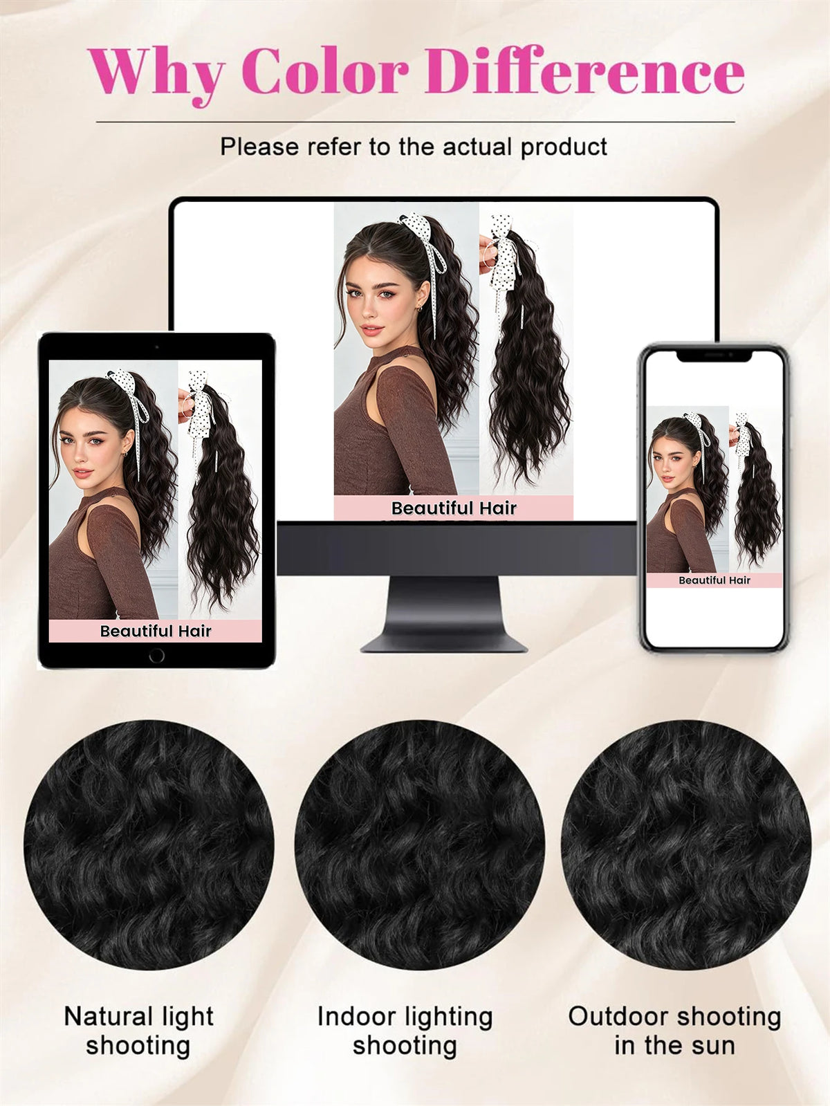 20-Inch Wavy Claw Clip Ponytail with Bow