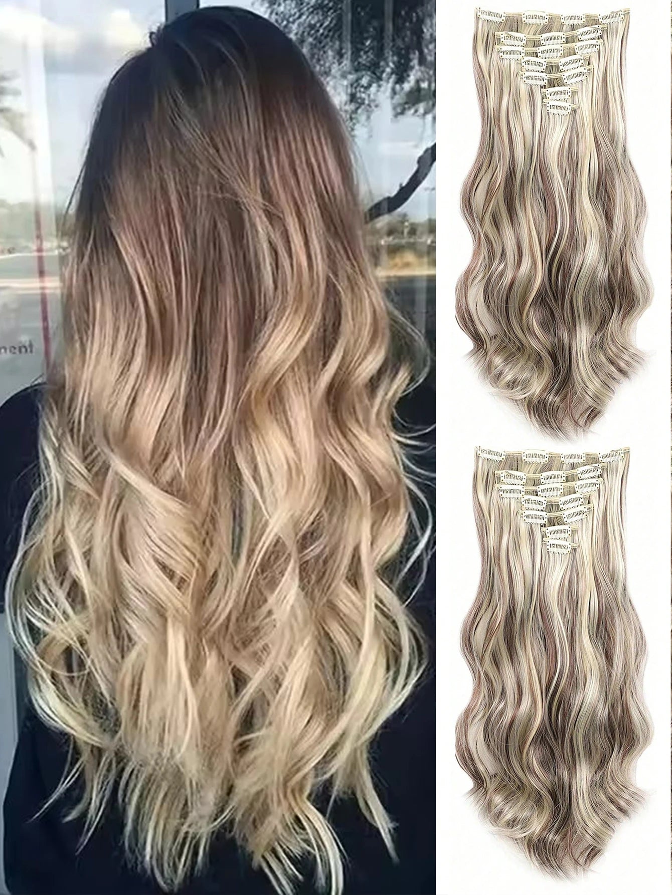 22-Inch Wavy Clip-In Hair Extensions for Instant Volume - 11