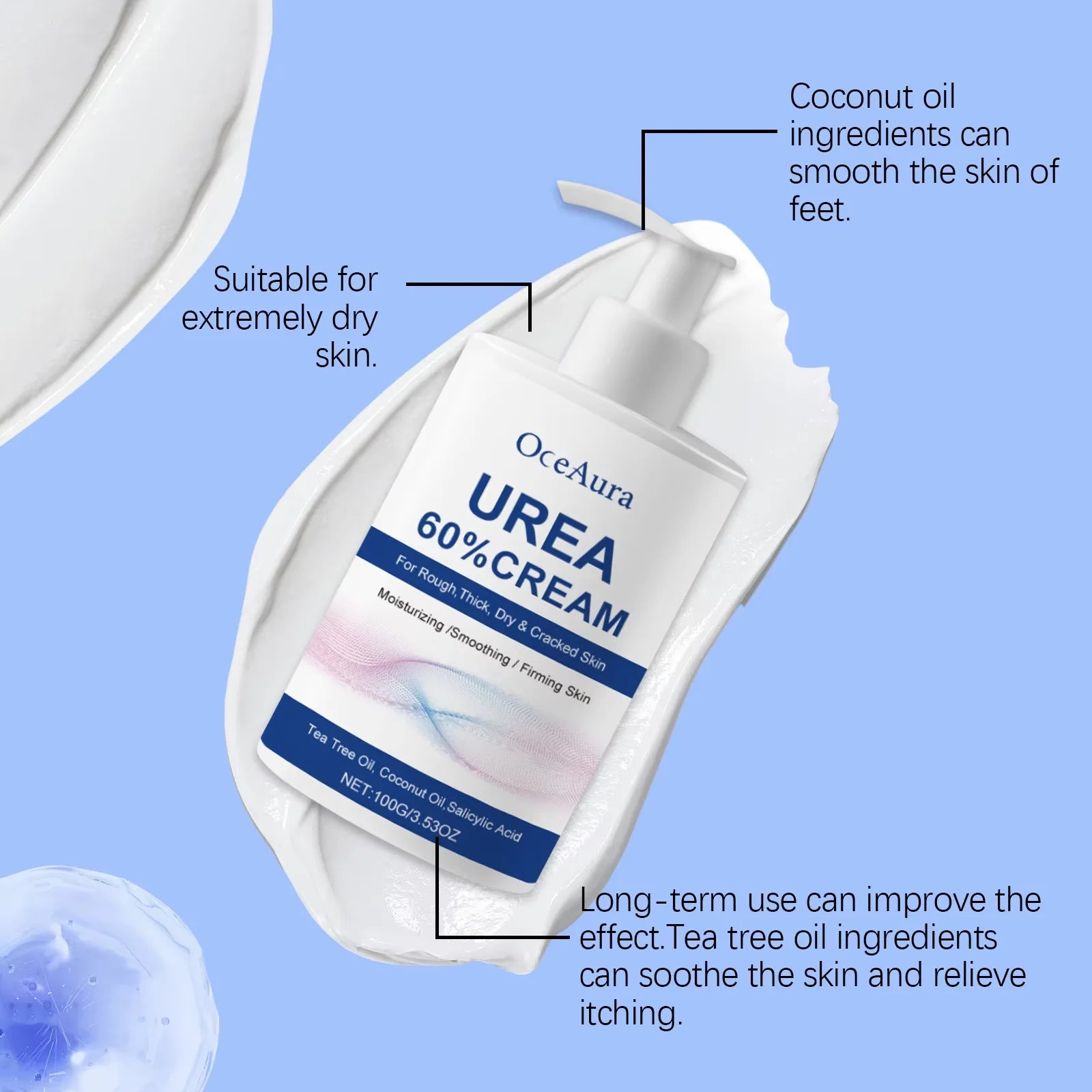 60% Urea Moisturizing Cream for Cracked Heels and Dry Rough Skin - 4