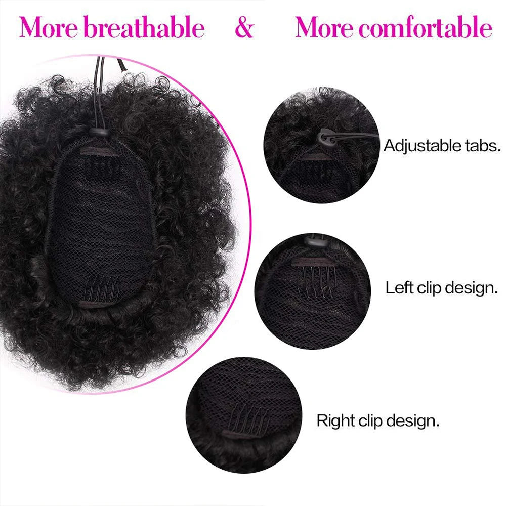 Afro Puff Synthetic Drawstring Ponytail Bun for Natural Hair Styles - 3