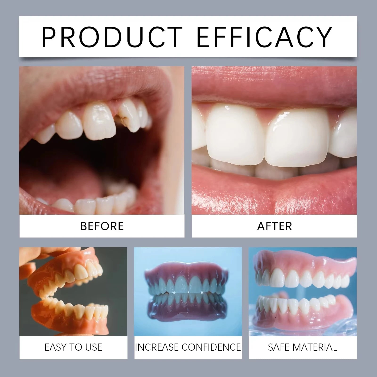 Comfortable Silicone Denture Set for Natural Smile and Daily Use - 3