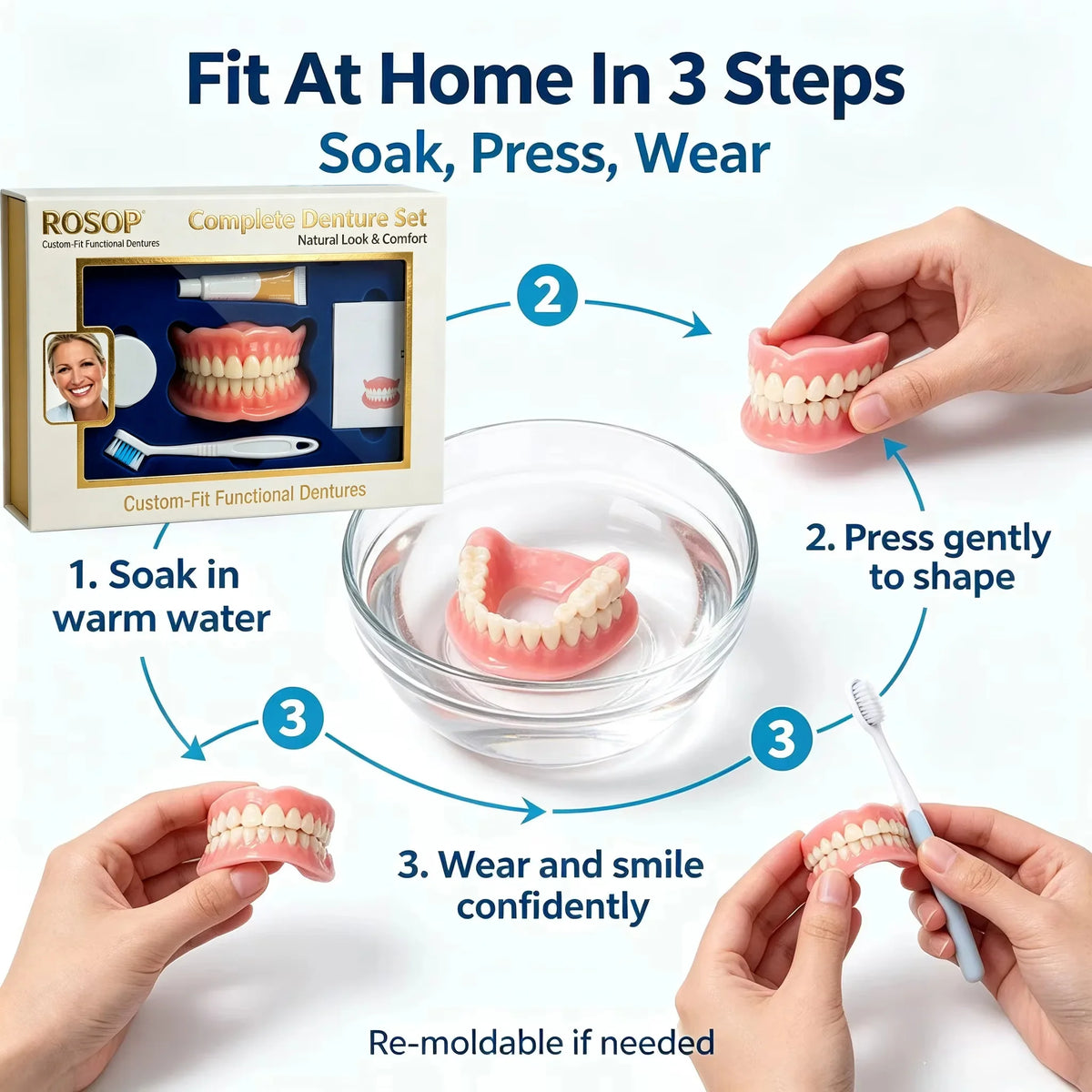 Comfort Fit Cosmetic Smile Teeth for Instant Natural Looking Coverage
