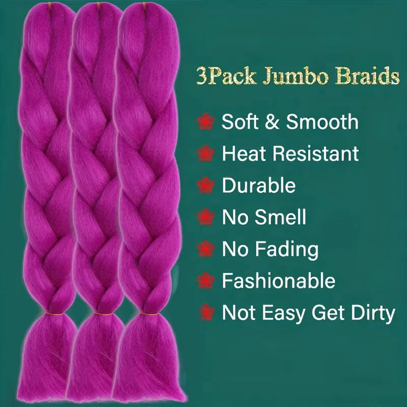 24-Inch Purple Synthetic Jumbo Braiding Hair Extensions