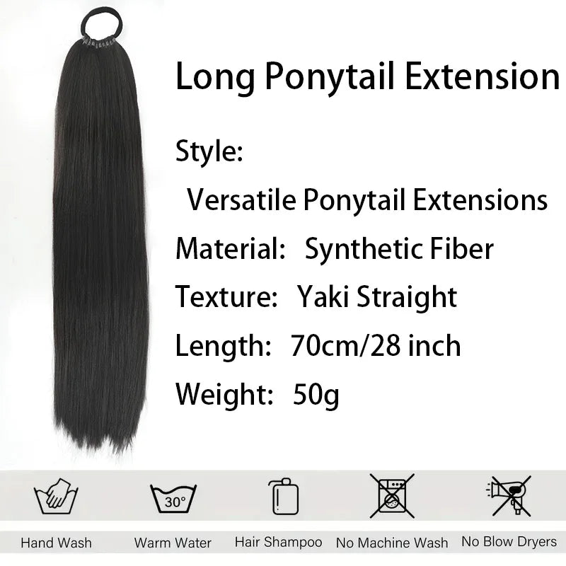 Long Straight Wrap-Around Ponytail Extension for Instant Volume - 4