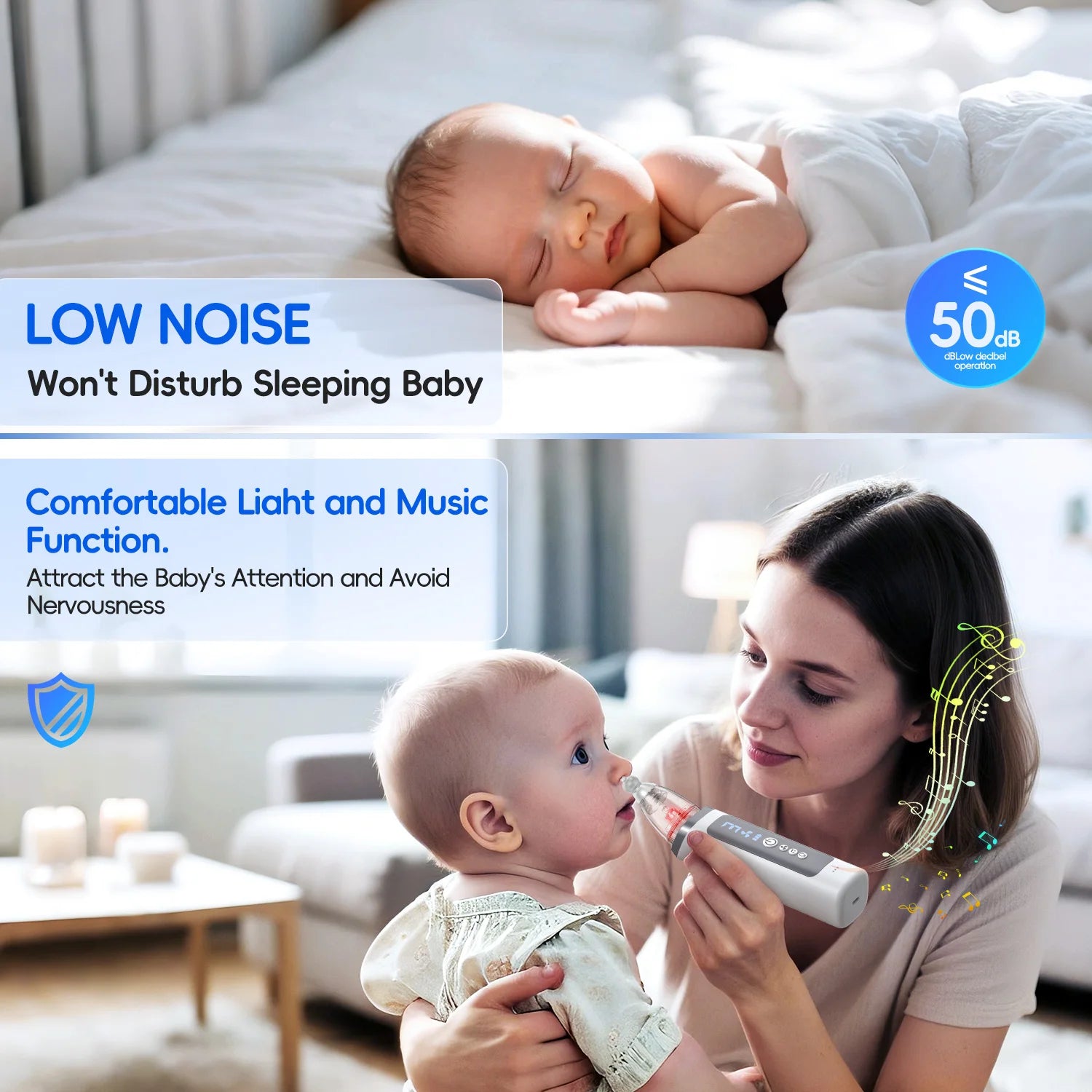 Electric Nasal Aspirator with Music and Adjustable Suction for Babies - 2