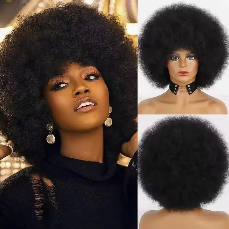 Short Afro Kinky Curly Wig for Women Bouncy 70s Style Natural Look - 1