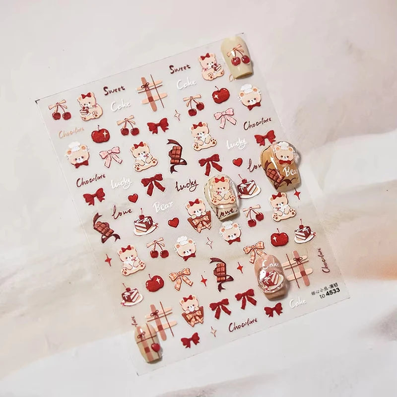 Festive 3D Christmas Nail Art Stickers for Holiday Manicure Decorations - 43