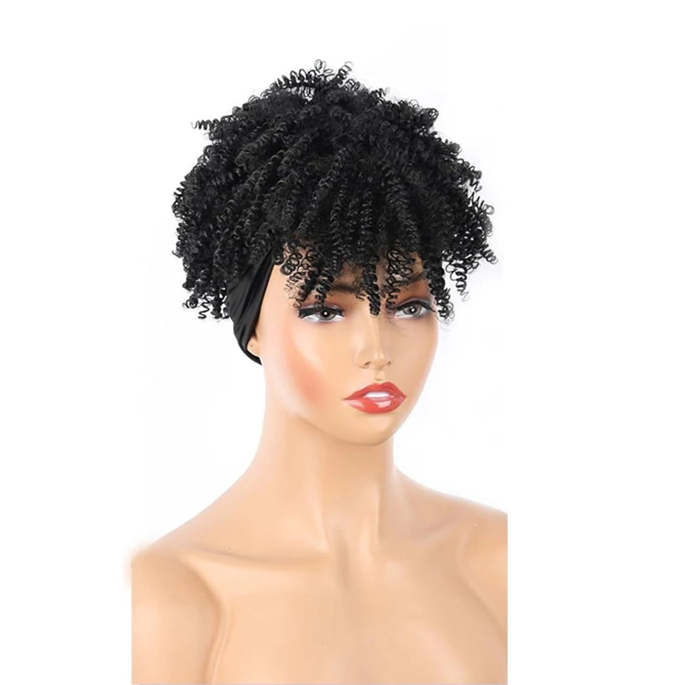 Short Curly Kinky Headband Wig for Women - 6