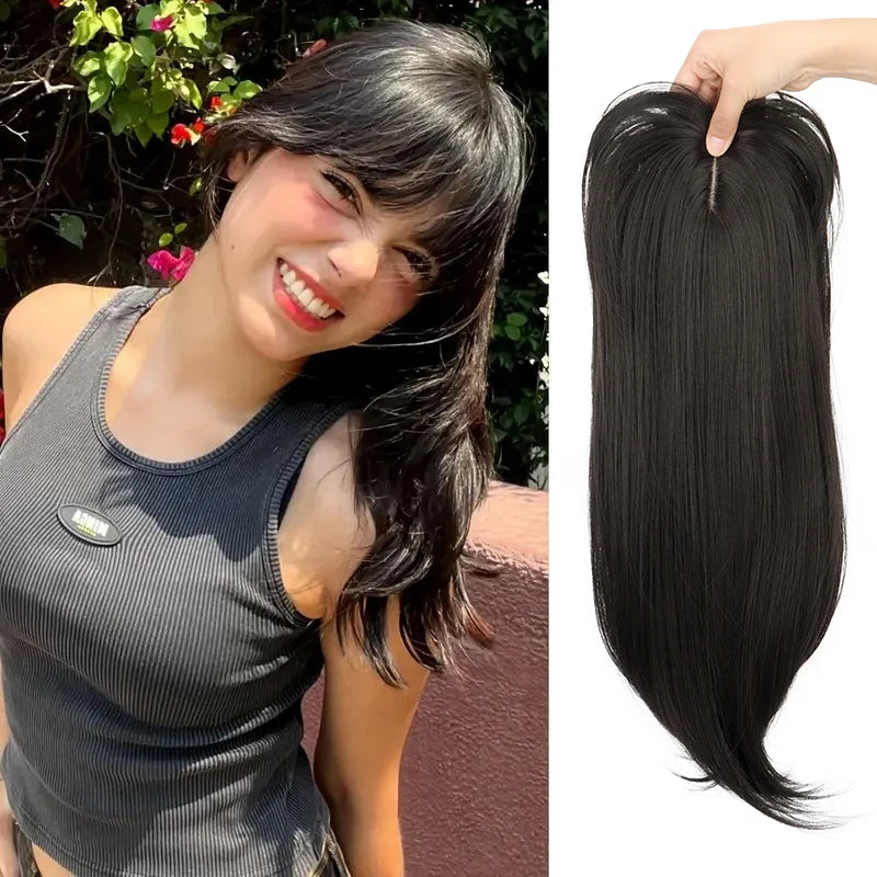 20-Inch Straight Hair Topper with Bangs for Thinning Hair - 12