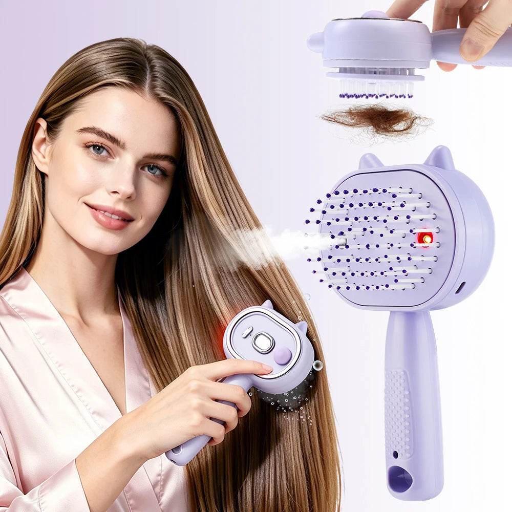 Electric Mist Spray Massage Comb for Detangling and Frizzy Hair Care - 7
