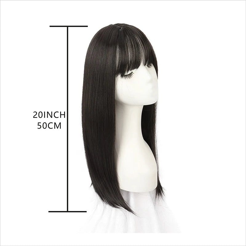 50cm Long Straight Synthetic Wig with Bangs