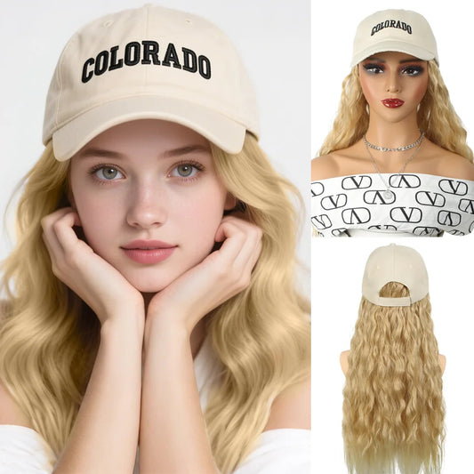 22-Inch Wavy Hair Baseball Cap Wig for Instant Styling