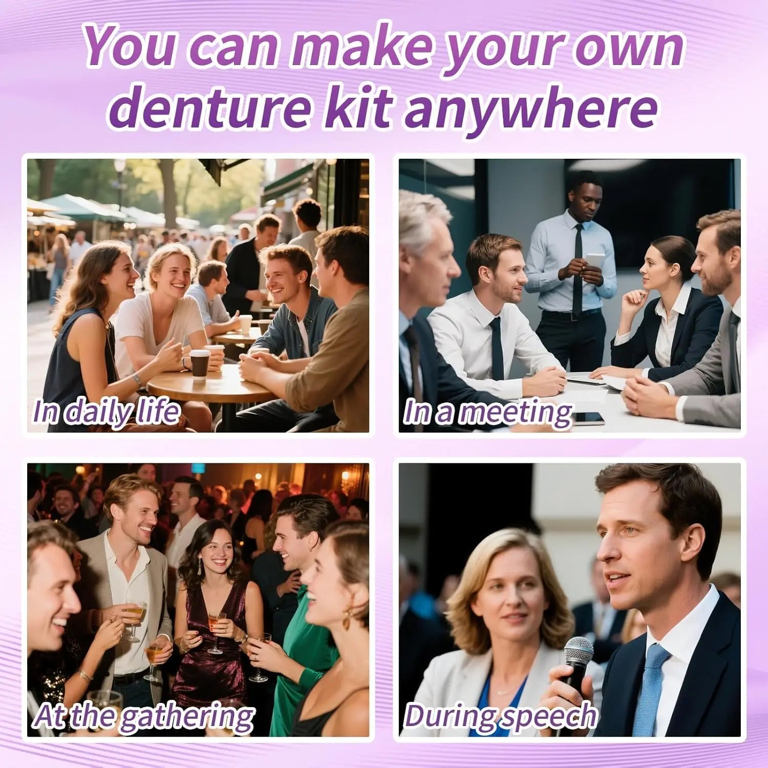 Adjustable Silicone Cosmetic Dentures for a Natural Lifelike Smile - 4