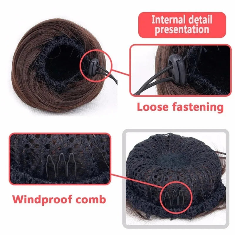 Flexible Synthetic Hair Bun Drawstring Chignon for Women Daily Styling