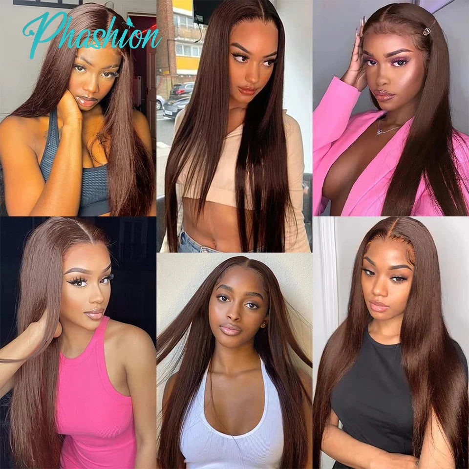 Silky Chocolate Brown Straight Human Hair Extensions - 6