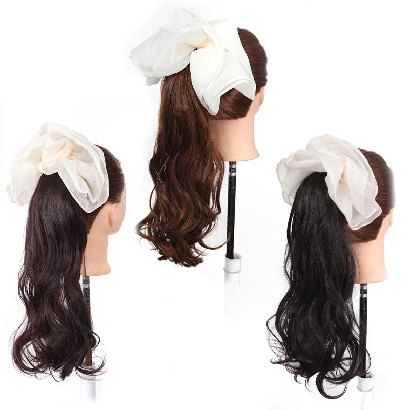 Wavy Ponytail Hair Extension with Elegant Bow Claw Clip - 4
