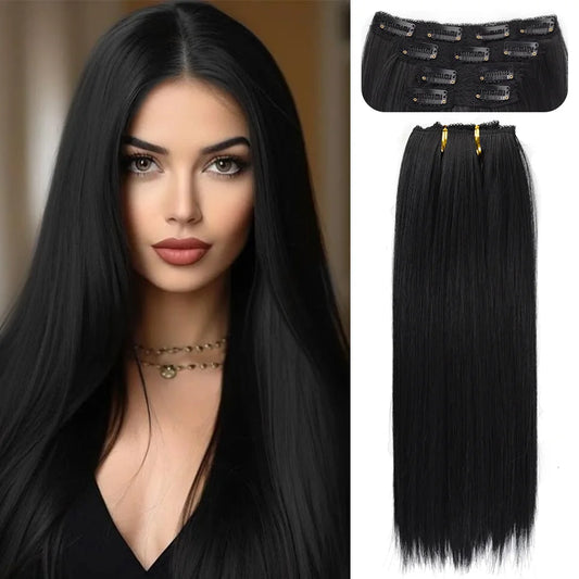 Straight Clip-In Synthetic Hair Extension for Volume