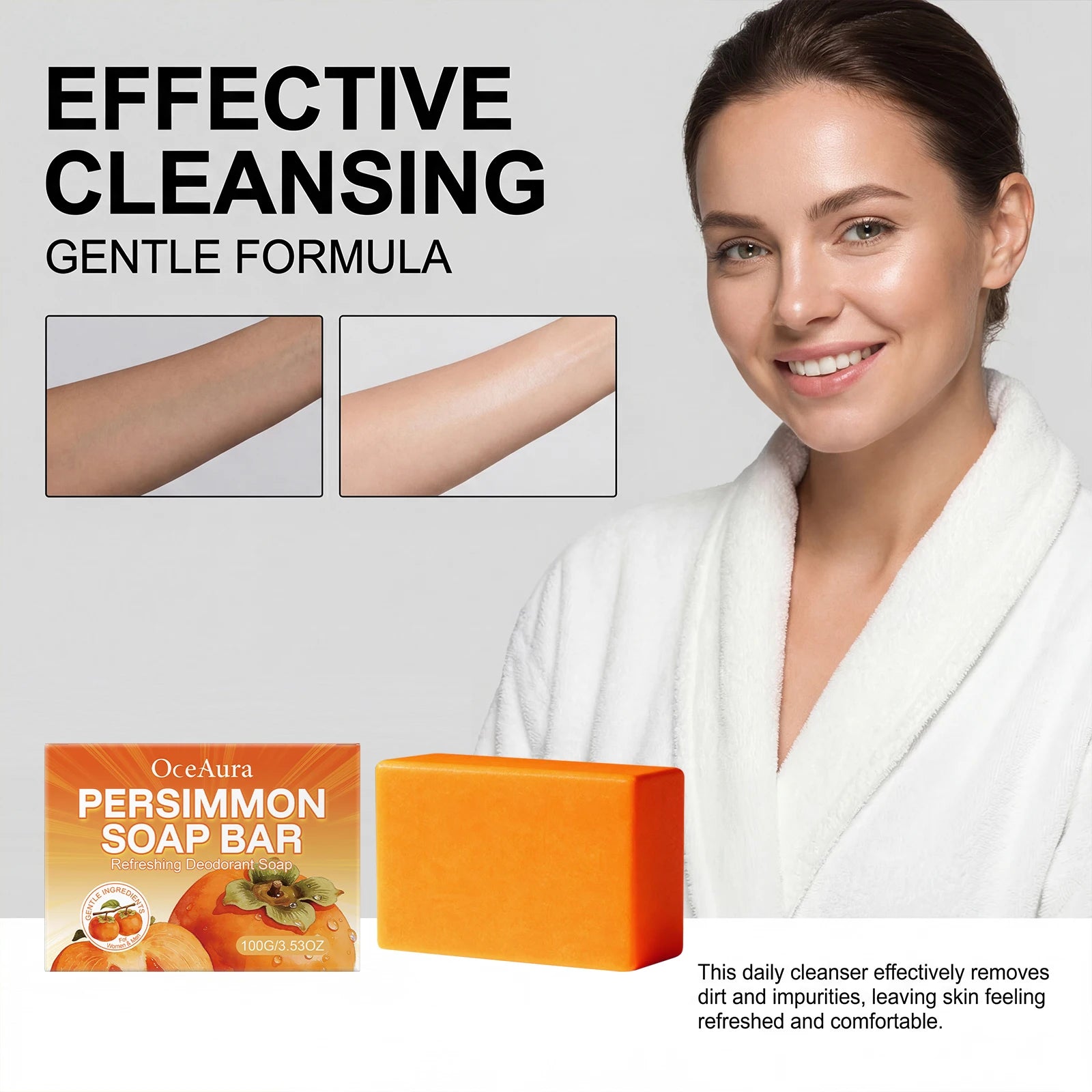 Natural Persimmon Deodorizing Soap Bar for Refreshing Body Odor Control - 16