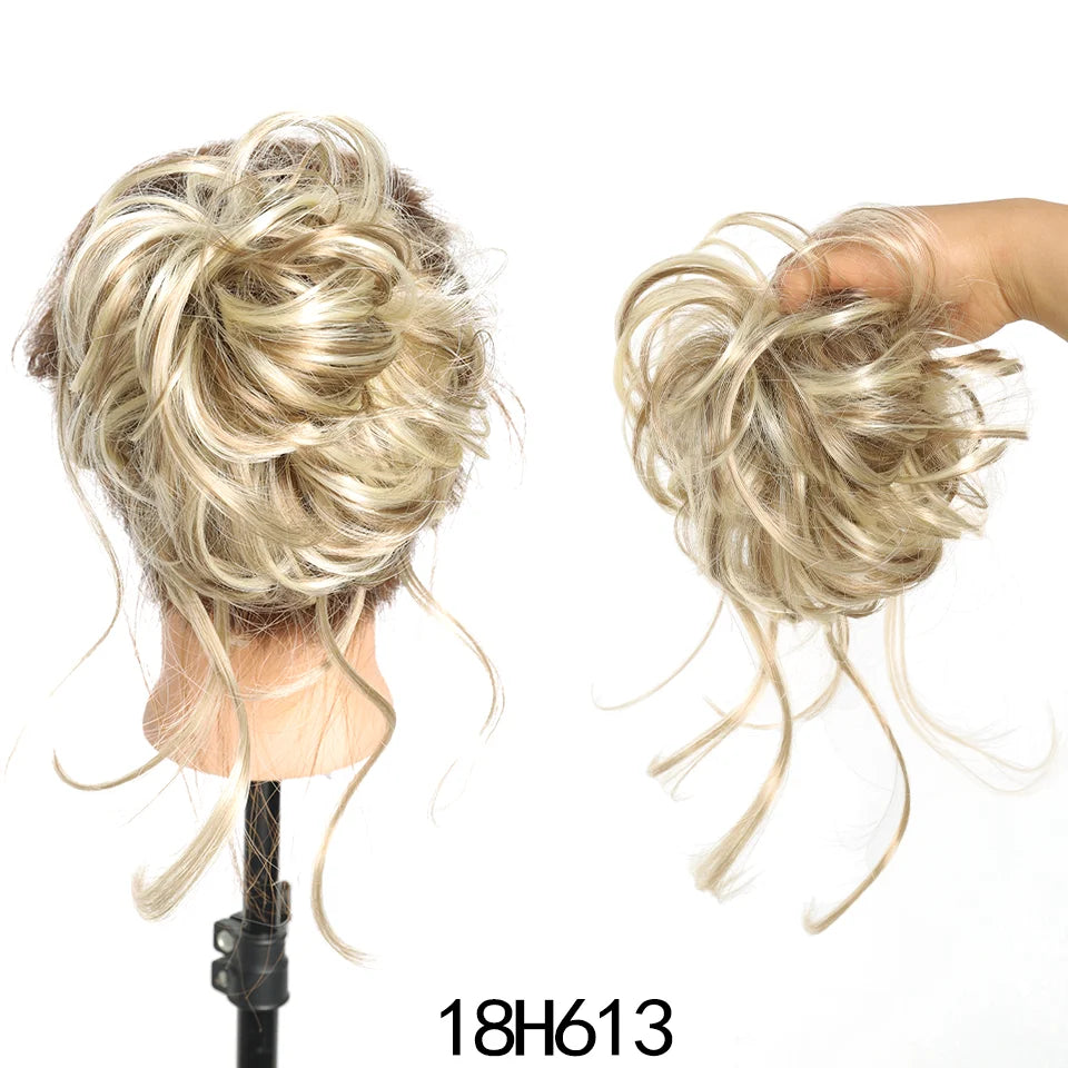 Curly Messy Bun Hair Extension Scrunchie for Instant Volume