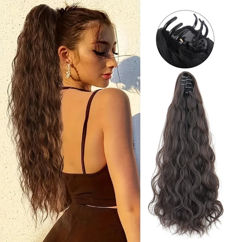20-Inch Long Curly Claw Clip Ponytail Hair Extension