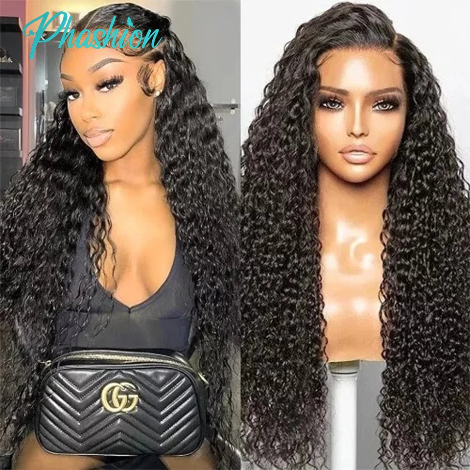 Deep Curly Human Hair 13x4 Transparent Lace Front Wig
