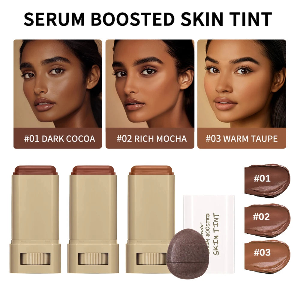 Serum Boosted Skin Tint Foundation Stick with Puff for Natural Makeup - 1