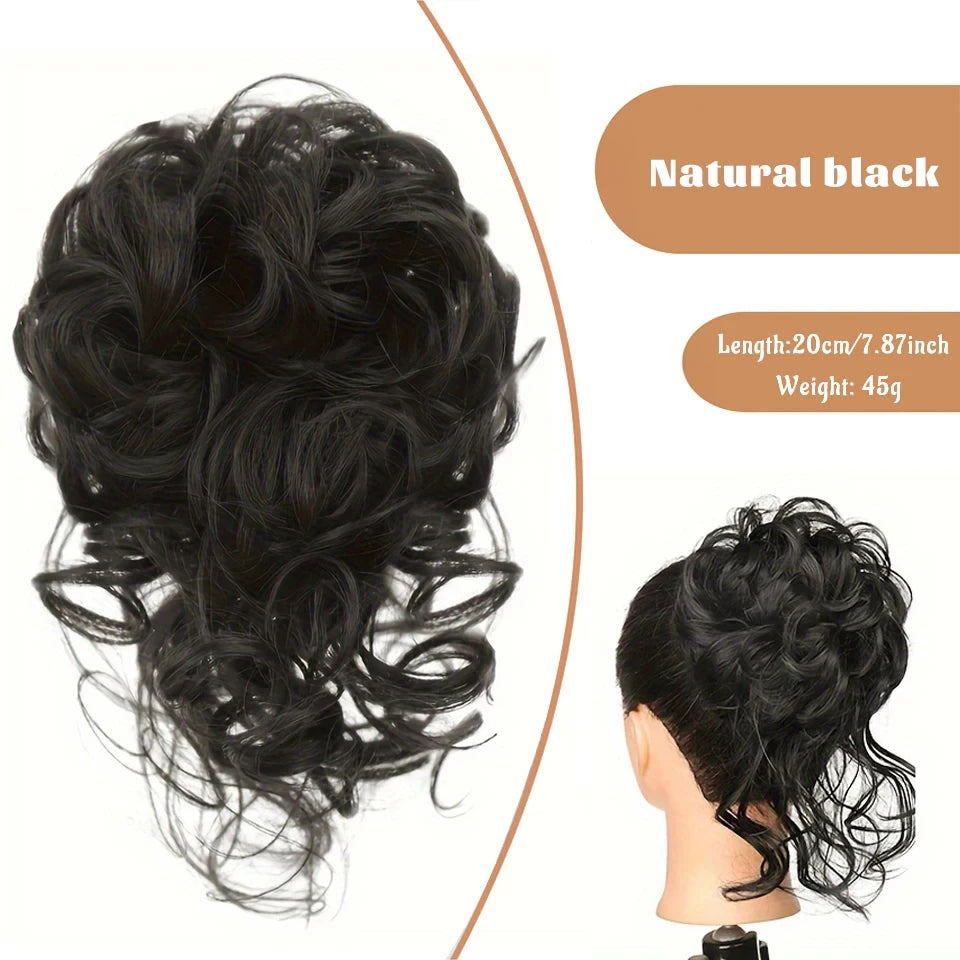 Messy Curly Hair Bun Scrunchie for Easy Updos - 64