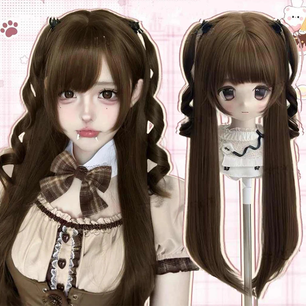 Long Wavy Peach Pink Synthetic Hair Wig for Cosplay and Daily Wear - 35