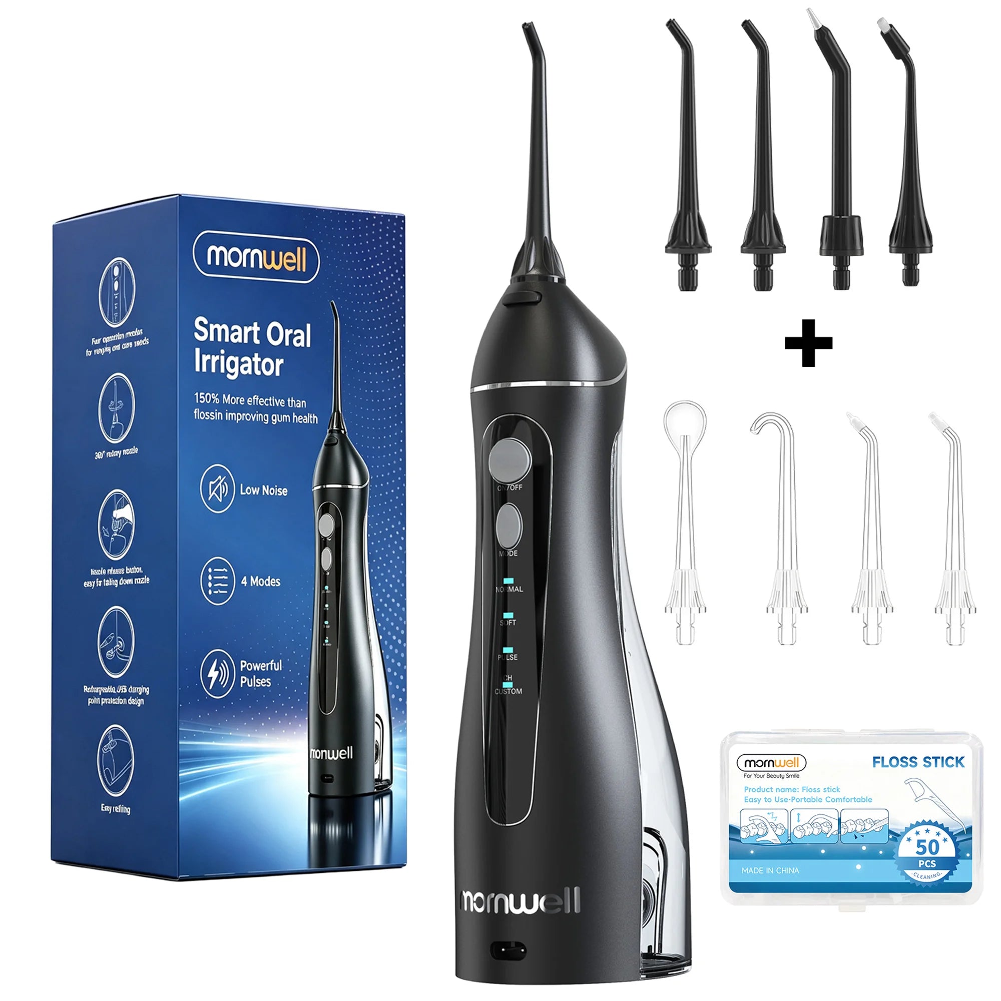 Cordless Water Flosser for Teeth with 4 Pressure Settings and 4 Jet Tips - 14