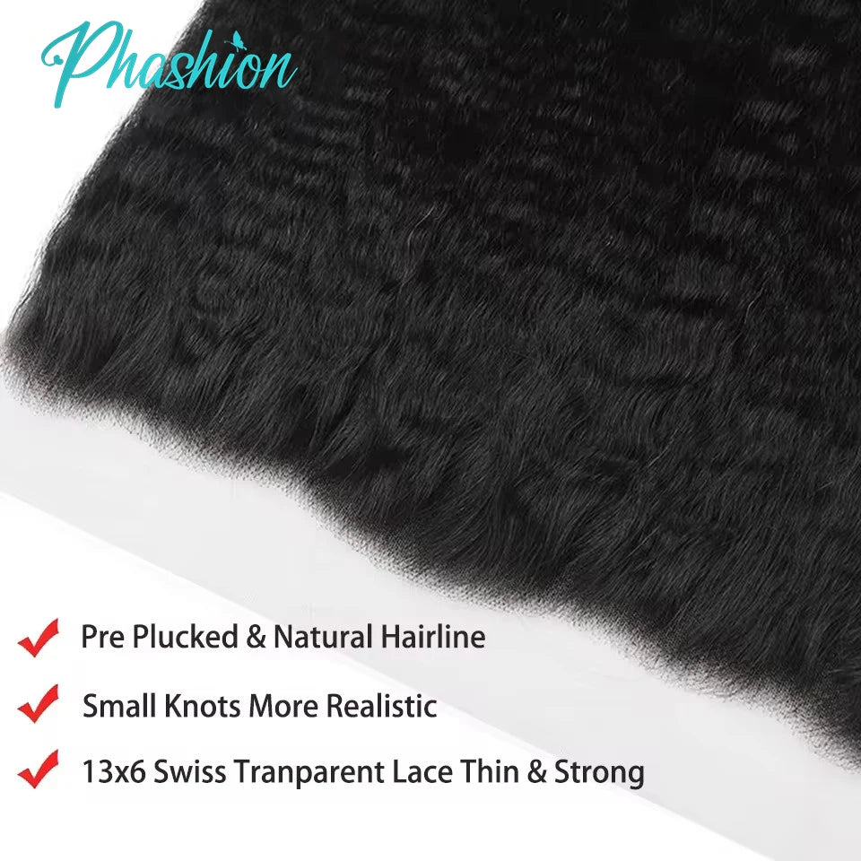 Kinky Straight Human Hair Lace Closure or Frontal - 5