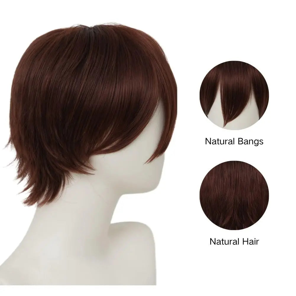 Short Brown Fluffy Anime Cosplay Wig - 2