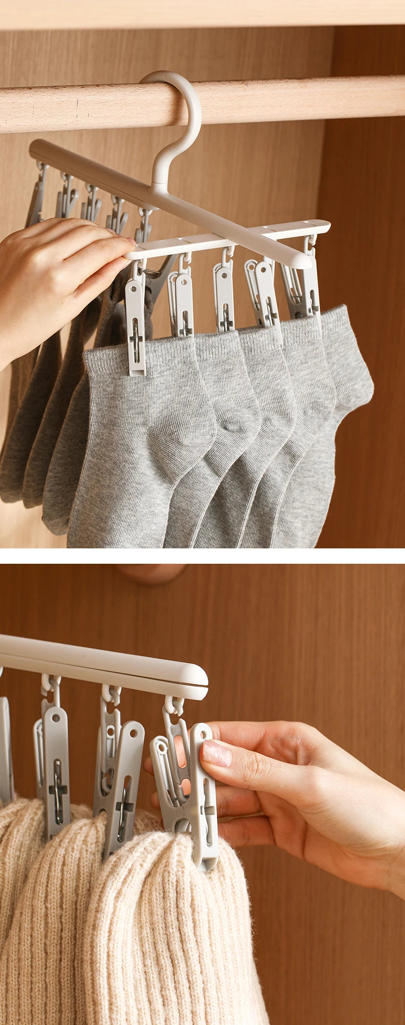 10-Clip Hanging Drying Rack for Socks and Undergarments - 16