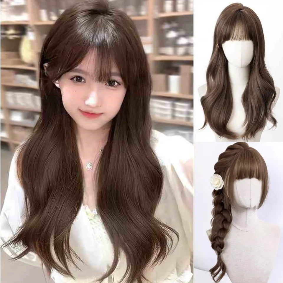 Long Wavy Blonde Cosplay Wig with Bangs - 27