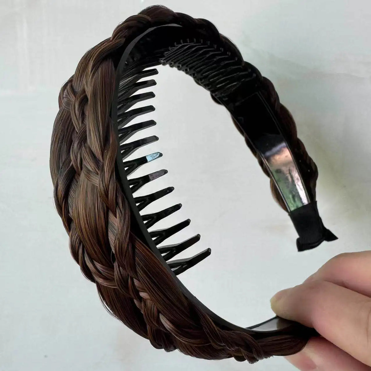Synthetic Braided Twist Hairband with Teeth for Secure Comfortable Styling