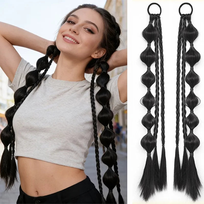 Synthetic Bubble Braided Ponytail Hair Extension for Women - 1