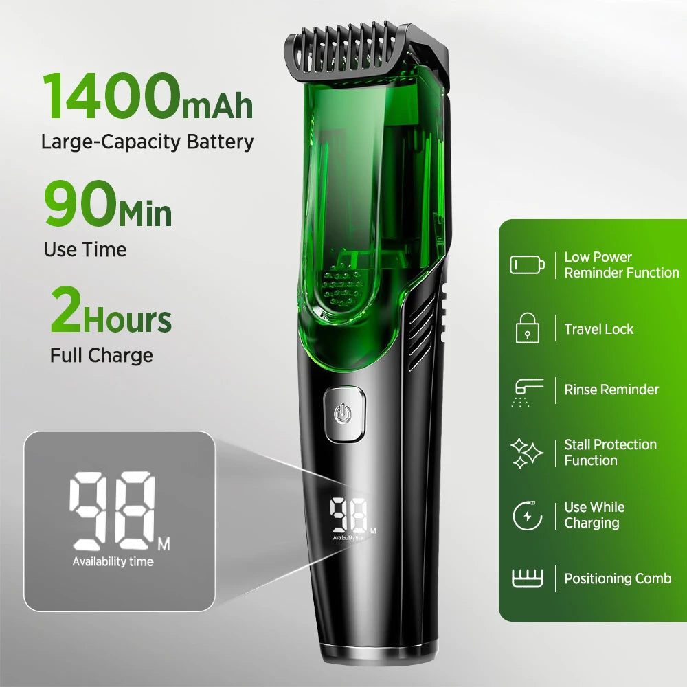 Cordless Vacuum Beard Trimmer and Grooming Kit for Men