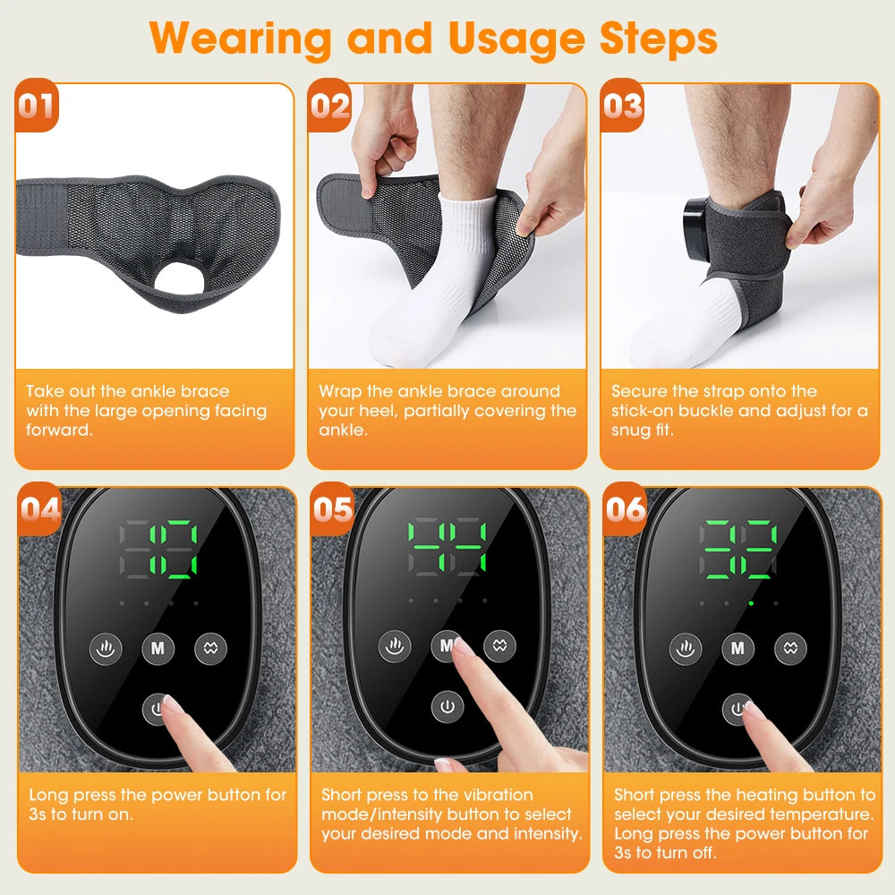 Cordless Heated Ankle Vibration Massager for Pain Relief and Relaxation - 15
