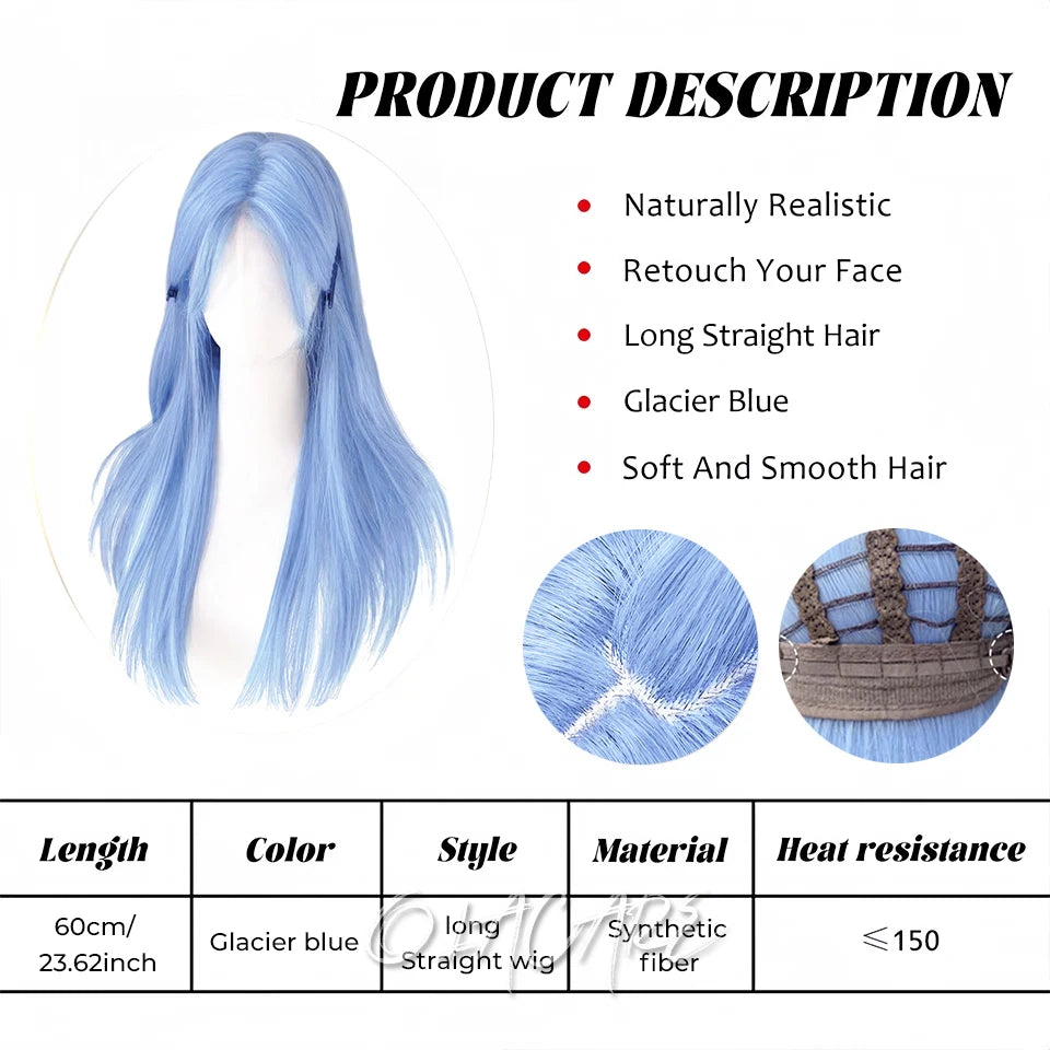 Long Wavy Ginger Synthetic Wig with Bangs - 2