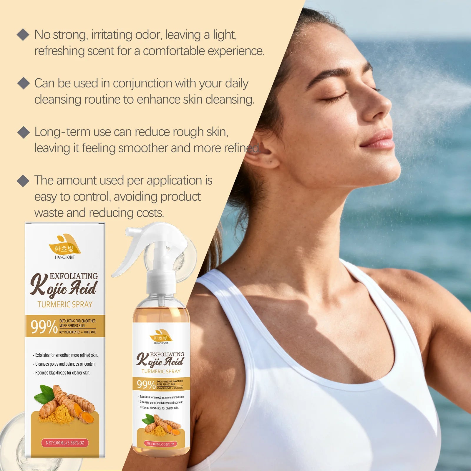 Kojic Acid Turmeric Exfoliating Facial Spray for Radiant Skin - 11