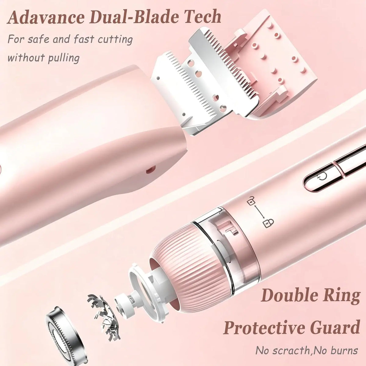 Waterproof Dual Head Electric Hair Remover for Bikini and Body Grooming