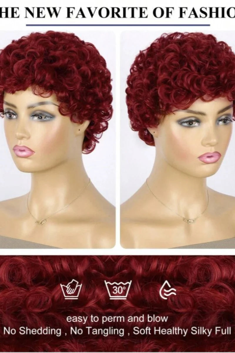 Short Curly Pixie Cut Wig for Women