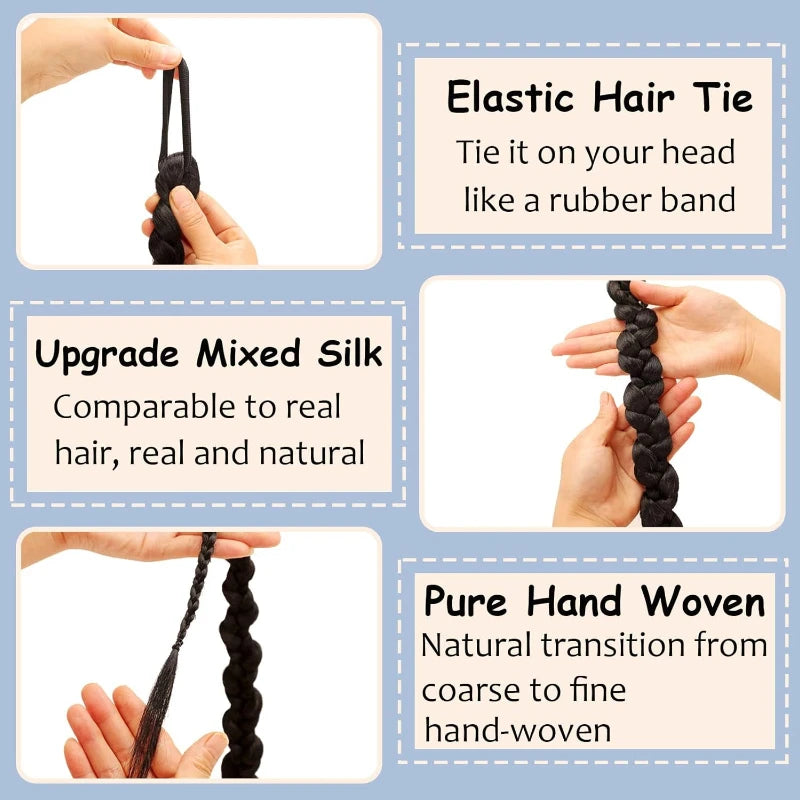 Synthetic Braided Ponytail Extension Set for Trendy Hairstyles