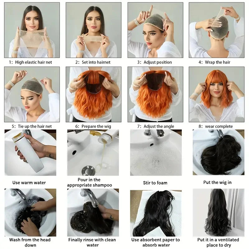 Short Curly Water Wave Synthetic Headband Wig for Daily Wear