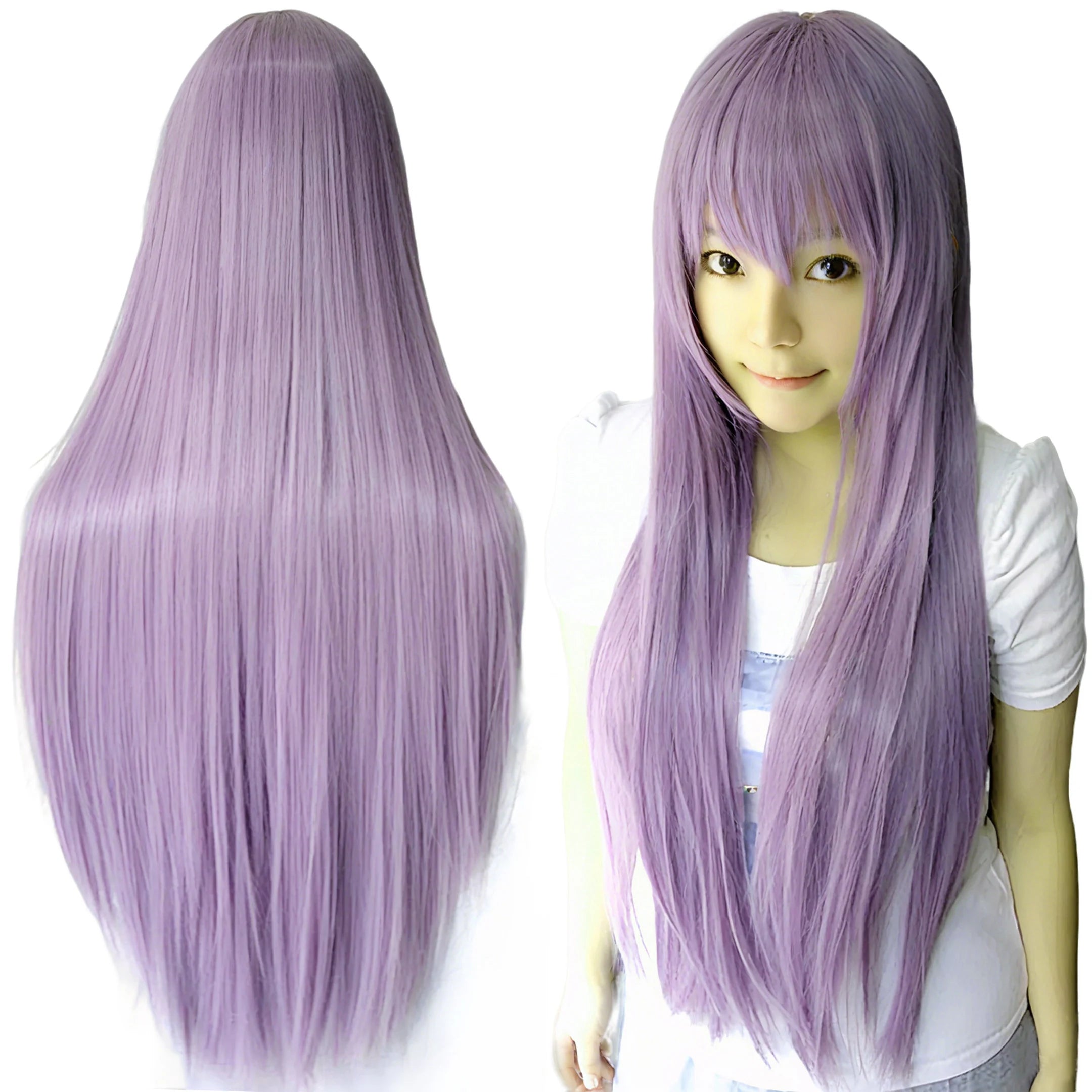 Long Purple Straight Wig for Anime Cosplay and Halloween Costumes - 6